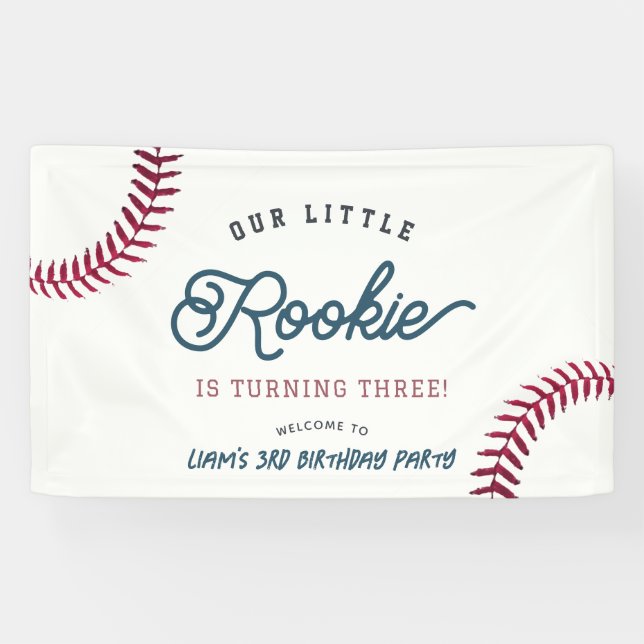 Little Rookie Baseball Boy Birthday Willkommen Banner (Horizontal)