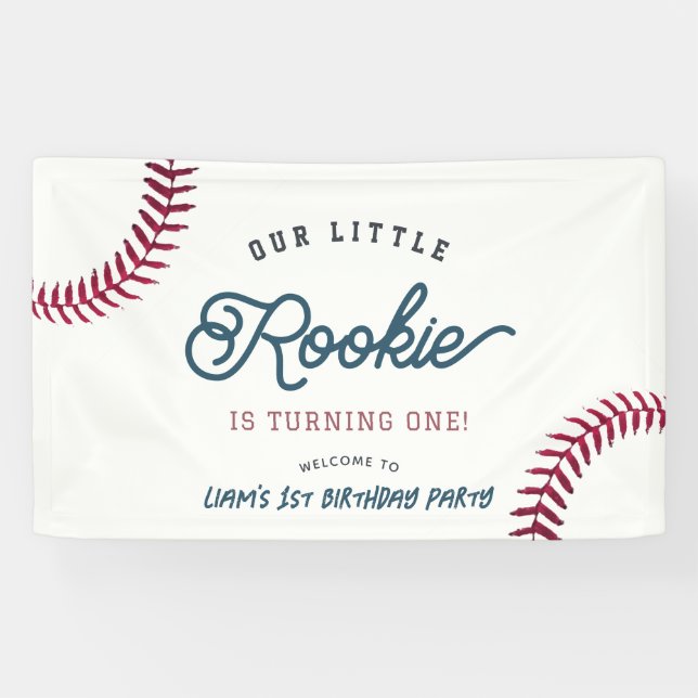 Little Rookie Baseball Junge 1. Geburtstag Willkom Banner (Horizontal)