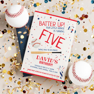 Little Rookie Batter Up Red Baseball Geburtstag Einladung
