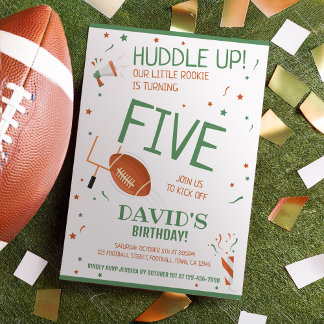Little Rookie Huddle Up Green Football Geburtstag Einladung