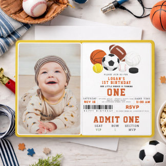 Little Rookie Sports 1. Geburtstag | Spaß mit All- Einladung