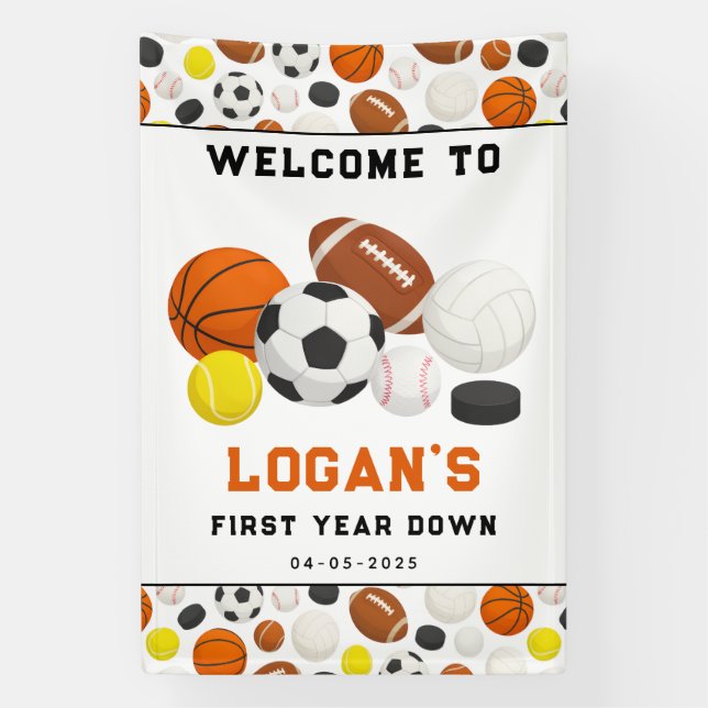 Little Rookie Sports 1st Birthday | All-Star  Banner (Vertikal)