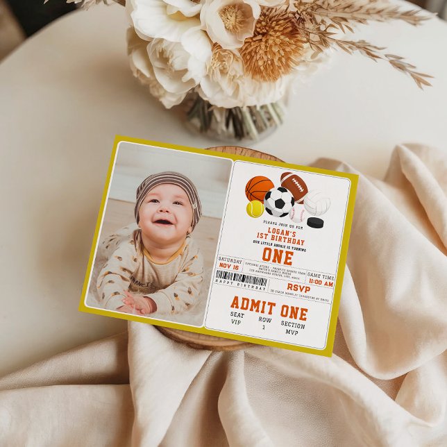 Little Rookie Sports 1st Birthday | Fun All-Star  Einladung (Little Rookie Sports 1st Birthday | Fun All-Star invitation)