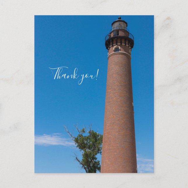 Little Sable Point Light Vielen Dank Postcard Postkarte (Vorderseite)