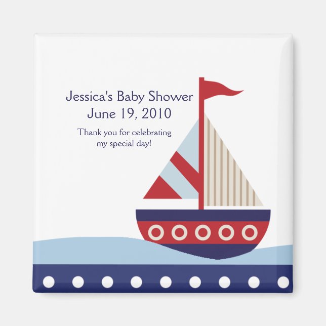 Little Sailboat Navy Baby Shower Magnet Gefallen (Vorne)
