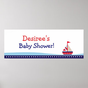 Little Sailboat Personalisiert Baby Shower Banner Poster