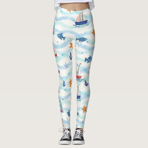 Little Sailboats Fischanker Starfish Camouflage Leggings