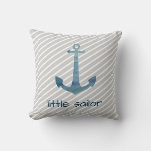 Little Sailor Anchor Nautical Stripe Pillow Kissen