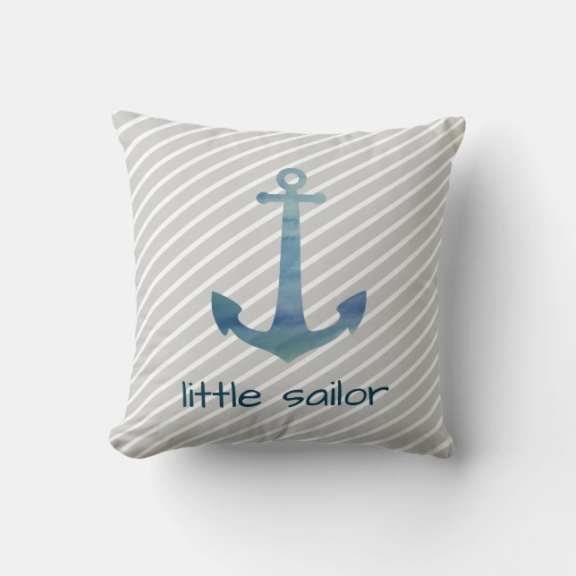 Little Sailor Anchor Nautical Stripe Pillow Kissen (Vorderseite)