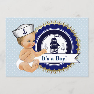 Little Sailor Baby Boy Nautical Baby Shower Einladung