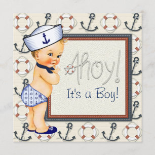 Little Sailor Boy Nautical Baby Shower Blonde Einladung