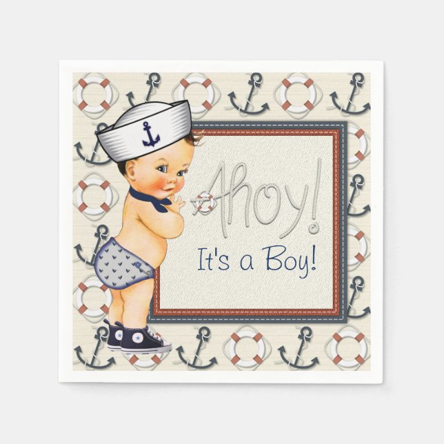 Little Sailor Nautical Baby Shower Serviette (Vorderseite)