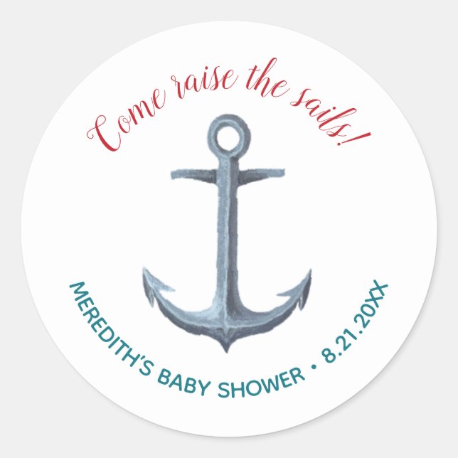 Little Sailor Nautical Baby Shower Sticker (Vorderseite)