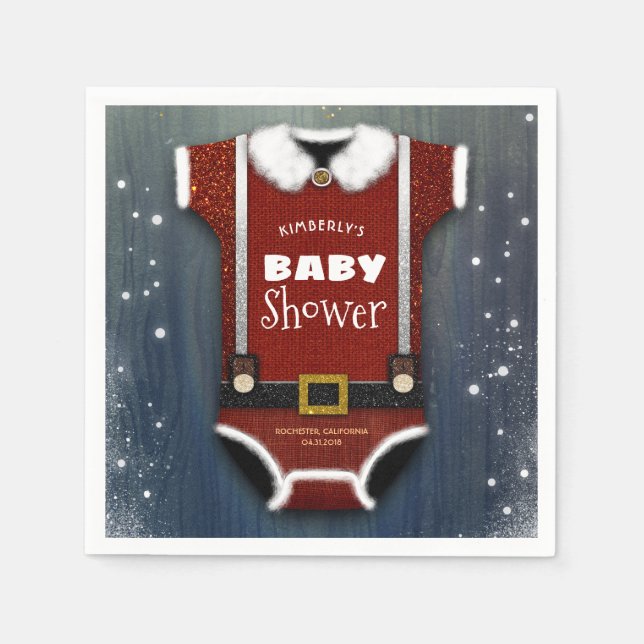 Little Santa Bodysuit Winter Baby Dusche Serviette (Vorderseite)