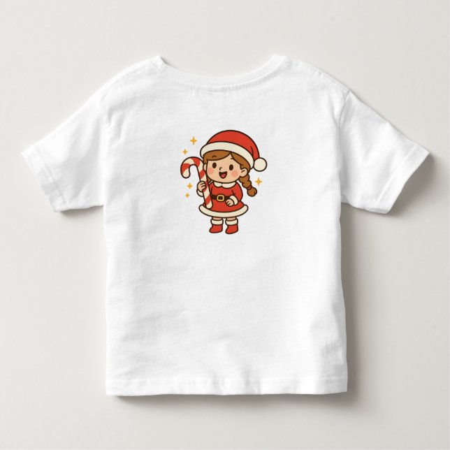Little Santa Girl with Candy Cane Kleinkind T-shirt (Rückseite)