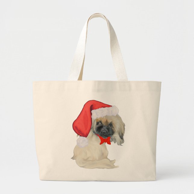 Little Santa Pekingese Jumbo Stoffbeutel (Vorne)