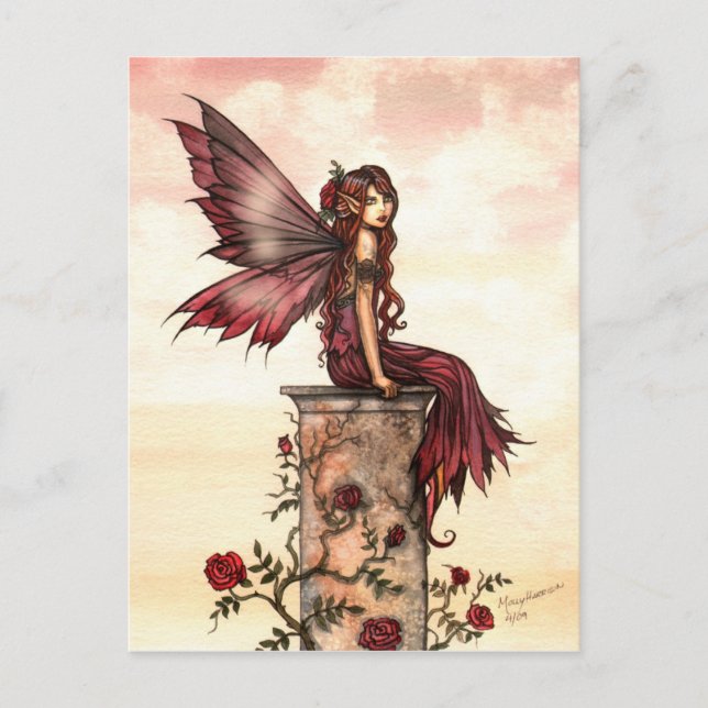 Little Scarlet Rose Fairy Postcard Postkarte (Vorderseite)