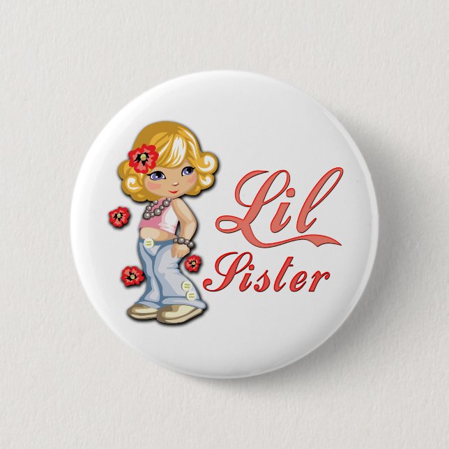 LIttle Schwester und Blume Button (Vorderseite)