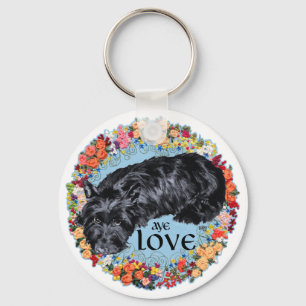 Little Scottie auf Tartan Schlüsselanhänger