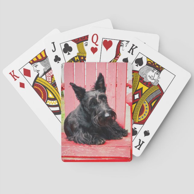 Little Scottie in einem großen roten Stuhl Spielkarten (Rückseite)