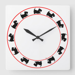 Little Scotties Clock Quadratische Wanduhr
