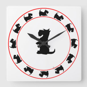 Little Scotties Clock Quadratische Wanduhr