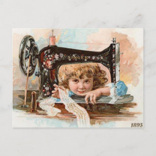 Little Seamstress Postcard Postkarte