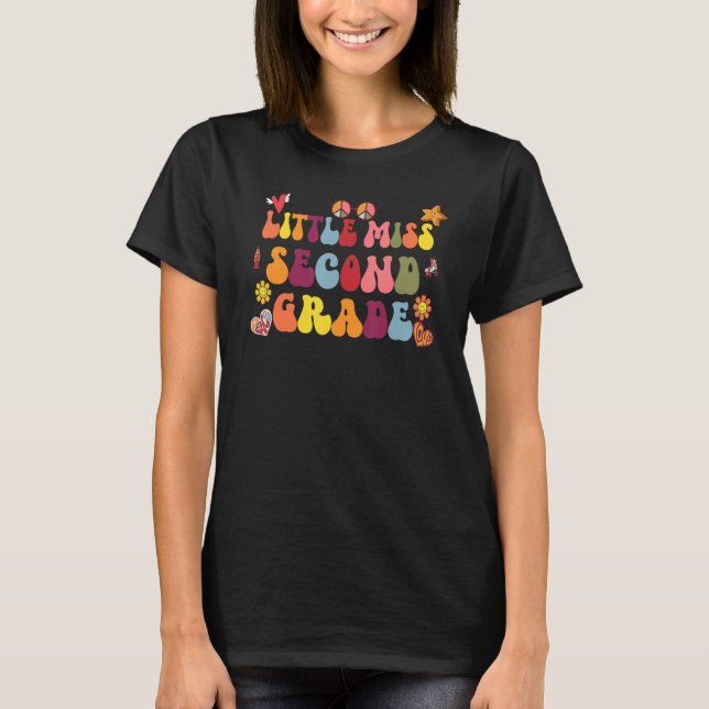 Little Second Grade Retro Groovy 2. T-Shirt (Vorderseite)
