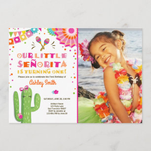 Little Senorita Fiesta Cactus Pink Erster Geburtst Einladung