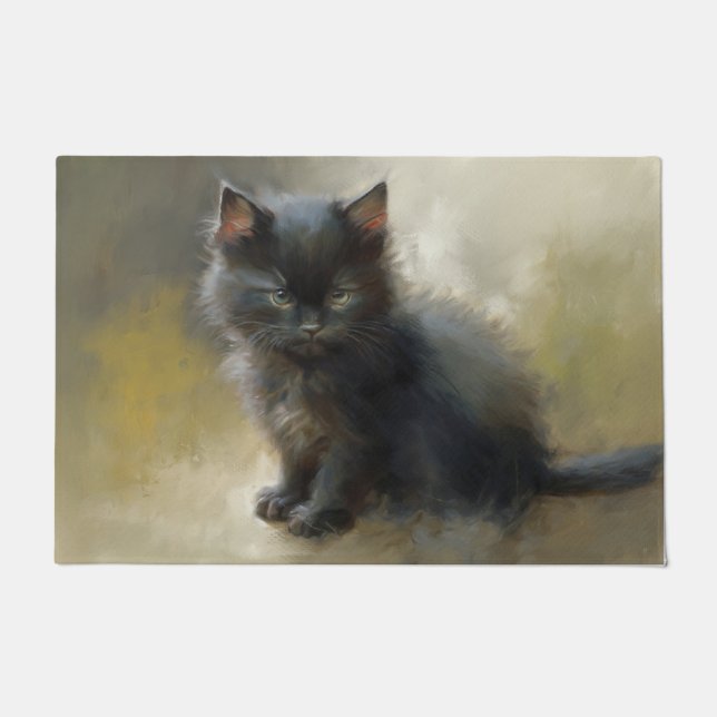 Little Shadow Black Kitten Fußmatte (Vorderseite)