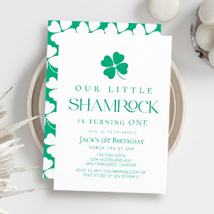 Little Shamrock Modern Boy 1. Geburtstag Einladung