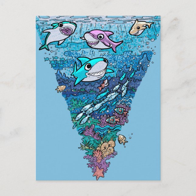 Little Shark Doodle Postkarte (Vorderseite)