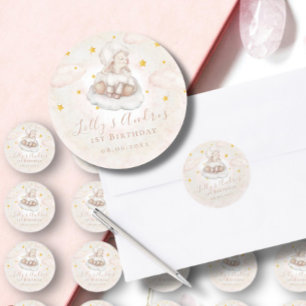 Little Sheep Lamb Dreamy Star Baby First Birthday Runder Aufkleber