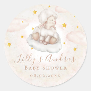 Little Sheep Lamb Dreamy Stars Baby Dusche Runder Aufkleber