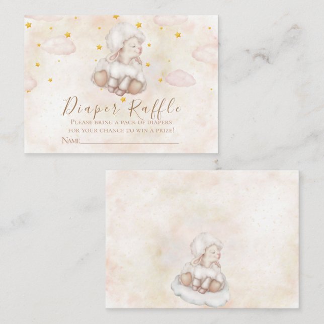 Little Sheep pinky Wolken niedlich Lamm Dreamy Sta Begleitkarte (Vorne/Hinten)