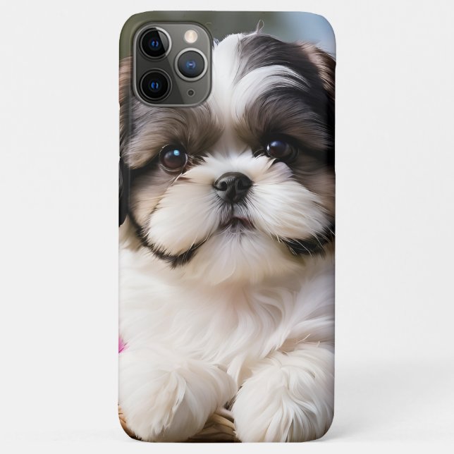Little Shih Tzu Puppy-Basket-Blume Case-Mate iPhone Hülle (Rückseite)