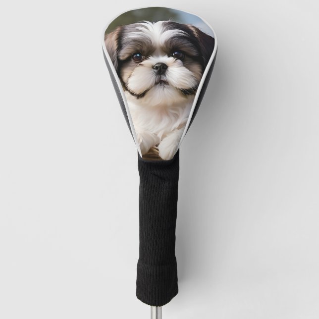 Little Shih Tzu Puppy-Basket-Blume Golf Headcover (Vorderseite)