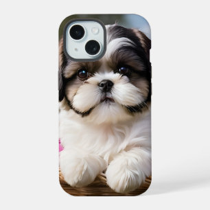 Little Shih Tzu Puppy-Basket-Blume iPhone 15 Hülle