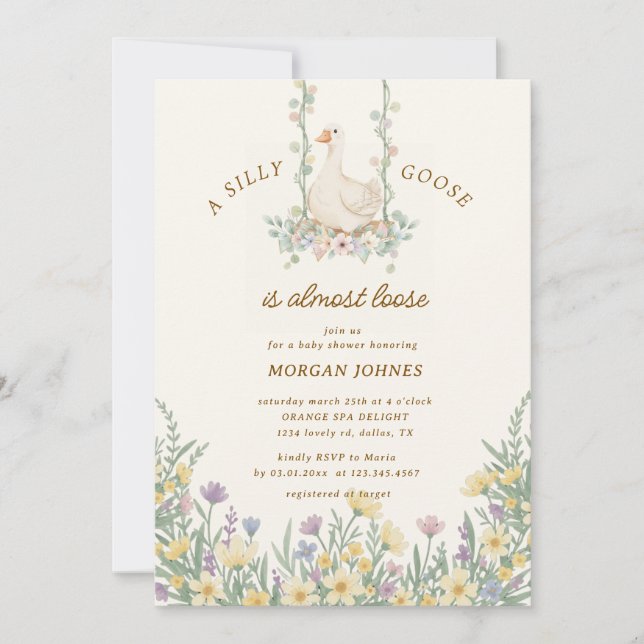 Little Silly Goose baby Shower Einladung (Vorderseite)