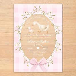 Little Silly Goose Baby Shower Pink Gingham Acryleinladungen