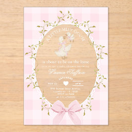Little Silly Goose Baby Shower Pink Gingham Acryleinladungen