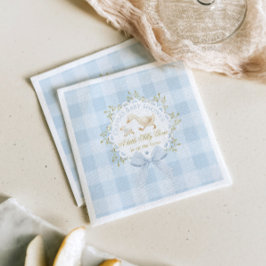 Little Silly Goose Blue Gingham Baby Shower Serviette