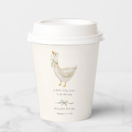 Little silly Goose Sage Green Bow Baby Shower Pappbecher