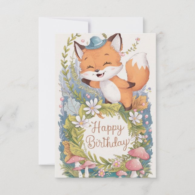 Little Simple Fox Geburtstag Karte (Vorderseite)
