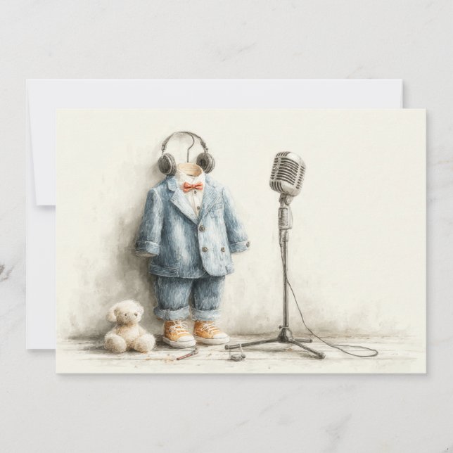 Little Singer 1. Geburtstag Party Einladung (Vorderseite)