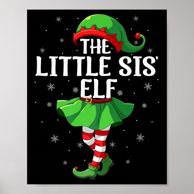 Little Sis Elf Christmas Girls Women Elf Squad Xma Poster (Vorne)
