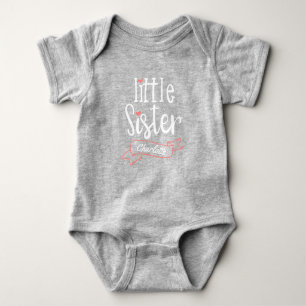 Little Sister Baby Announcement Name & Monogram Baby Strampler