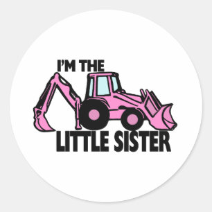 Little Sister Backhoe Runder Aufkleber