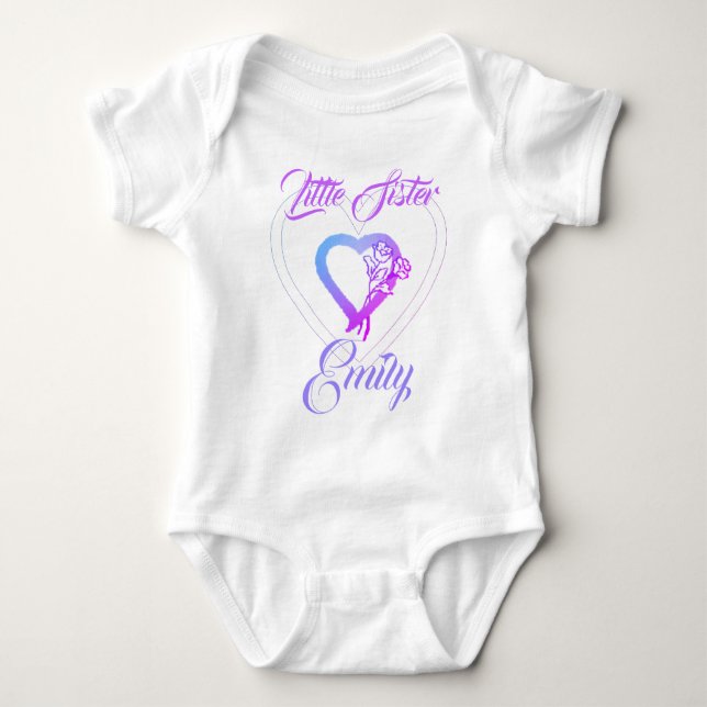 Little Sister Big Sister Floral Heart Baby Strampler (Vorderseite)