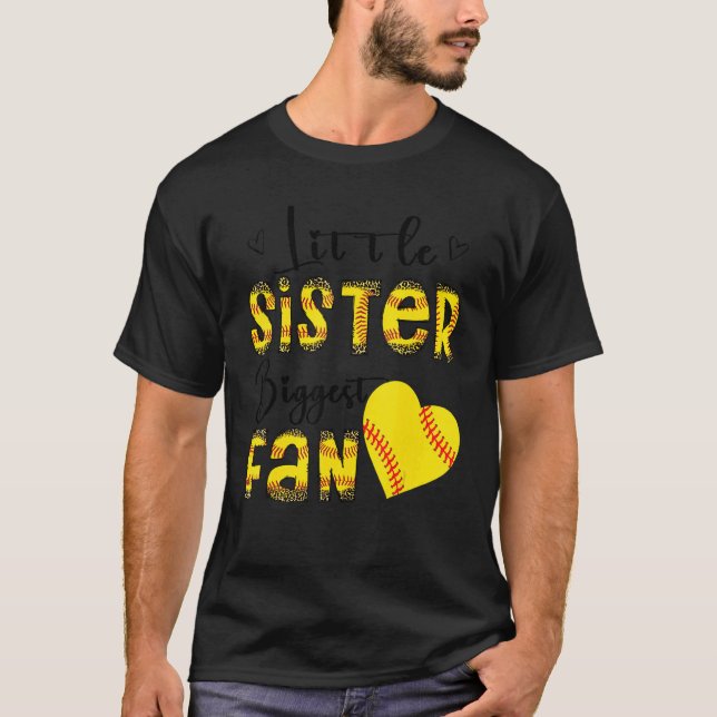 Little Sister Biggest Fan Teen Girls Leopard Softb T-Shirt (Vorderseite)